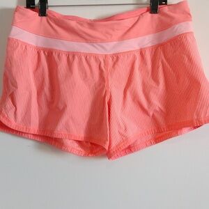 Lululemon bright pink coral stripes shorts size 12